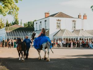 Supporting image for story: Telford teen wows classmates trotting to prom on four-legged childhood friend