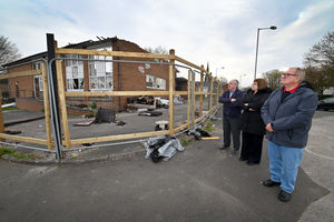 Councillors Paul and Christine Bott with Glyn Adams, from Darlaston Sports and Social Club, which faces the derelict building.