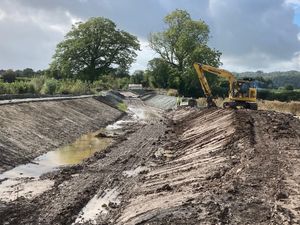 Montgomery Canal Restoration - Building up the offside bank at 'Hell Hole'