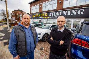 Mick Wolohan said he had had to close his gym due to the extension work. He is pictured with Spencer Billingham, senior tutor at K2 Advanced Training.