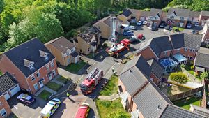 Aerial footage of the house shows the level of devastation caused by the fire