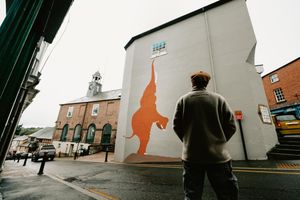 An elephant mural has been painted on the side of the Bishop’s Castle Town Hall by Bamber Hawes as part of the new trail project