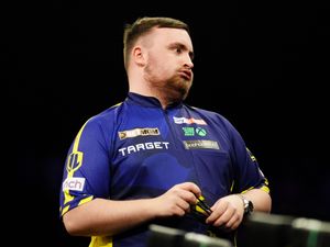 Luke Littler pulls a face during the Premier League event in Aberdeen