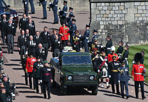 A purpose built Land Rover Defender carried the Duke along the procession route