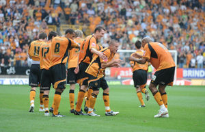 Kightly celebrates scoring in the 5-1 rout.
