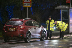 The red Subaru XV was trade plates at the time. Photo: SnapperSK