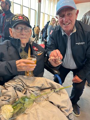 Graham Corfield with veteran Fred Nungesser