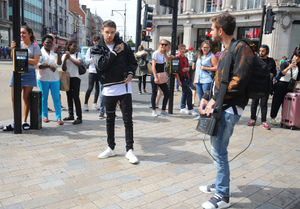 Liam during the street performance