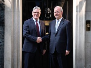 Prime Minister Sir Keir Starmer greets Prime Minister of the Palestinian Authority, Mohammad