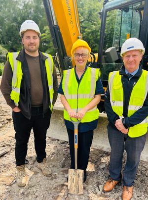 Connor Rendell, site manager, Clare Gregory, Matron, and Phil Livesey, quantity surveyor.