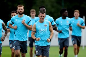Skipper Jed Wallace leads from the front, flanked by Nat Phillips. (Photo by Adam Fradgley/West Bromwich Albion FC via Getty Images)