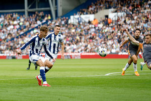 Isaac Price and his Albion colleagues were frustrated as Derby earned a 1-0 win at The Hawthorns to spoil The Hawthorns 125th anniversary celebrations. (Photo by Adam Fradgley/West Bromwich Albion FC via Getty Images)