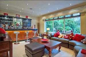 The bar area looks out over the garden