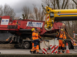 Supporting image for story: Recovery operation after lorry sheds 100-ton load on Stafford roundabout 