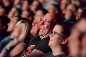 The crowd were lapping up the jokes