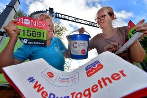 Louise Jenks and Sarah Gittins before they ran the virtual London marathon in October