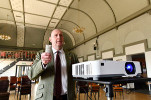 Garrison Sergeant Major Andrew 'Vern' Stokes of the Coldstream Guards back in his home town of Madeley in Shropshire. He will be appearing at the Anstice Hall in Madeley to give his talk called 'Beneath the Bearskin'. Picture: Dave Bagnall