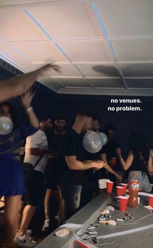 "No venues, no problem." Another picture from the party