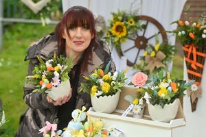 St George's Day Parade in Great Wyrley. Becky Taylor of R & R Crafts.
