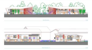 A drawing showing designs for the elevations of the new apartments