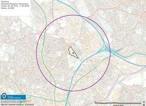 The restricted airspace zone. 