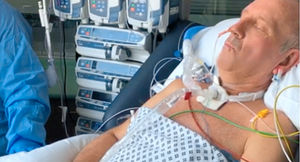 Ian Hawkins in the intensive care unit