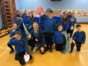 Moreton's Head of Drama with Criftins' Pupils
