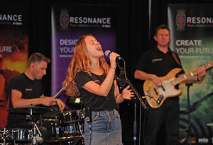 Performing to promote music institute Resonance, musicians including singer Samantha Dorrance, of Wolverhampton, at Halesowen College, Halesowen
