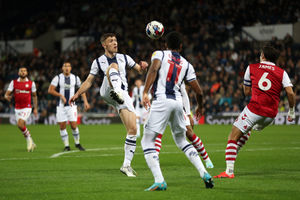 Dara O'Shea of West Bromwich Albion during the Sky Bet Championship between West Bromwich Albion and Bristol City at The Hawthorns on October 18, 2022 in West Bromwich, United Kingdom. (Photo by Adam Fradgley/West Bromwich Albion FC via Getty Images).