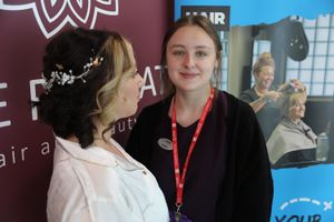 Morgan Venables, winner of the level two bridal award, with her model Shannon Weaver