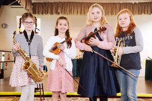 Abigail Pinsent, Martha Frank, Anne Coales and Olive Coales, who performed at Minsterley Eisteddfod