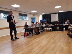 Dan Roycroft, secondary headteacher at HLC speaking at Hadley & Leegomery Parish Council. Picture: LDRS