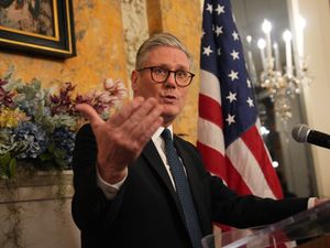 Prime Minister Sir Keir Starmer gives a speech during a welcome reception at the British ambassador’s residence in Washington, DC