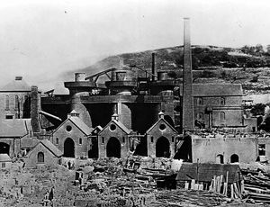 Blists Hill blast furnaces in the 1890s. They closed in 1912.