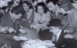 Ken Dodd (third right) celebrates the Dudley Hippodrome's birthday in 1957