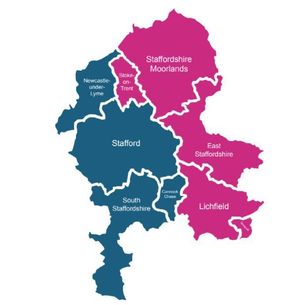 Staffordshire County Council\'s proposed east-west split. Free for all LDRS partners to use.