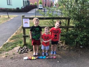 Camilla Norman's sons Leo, Toby and Rory were delighted when other people contributed stones