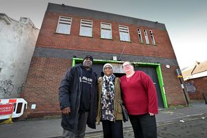 Roger Maynard, Sonia Laing and Michelle Sleigh outside the old building 