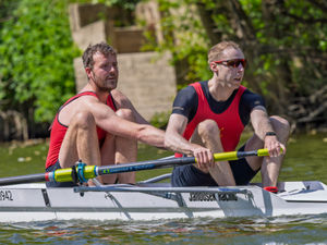 The Bridgnorth men's pair of Richard Pilsbury and Richard Mottram in mid race at the weekend.