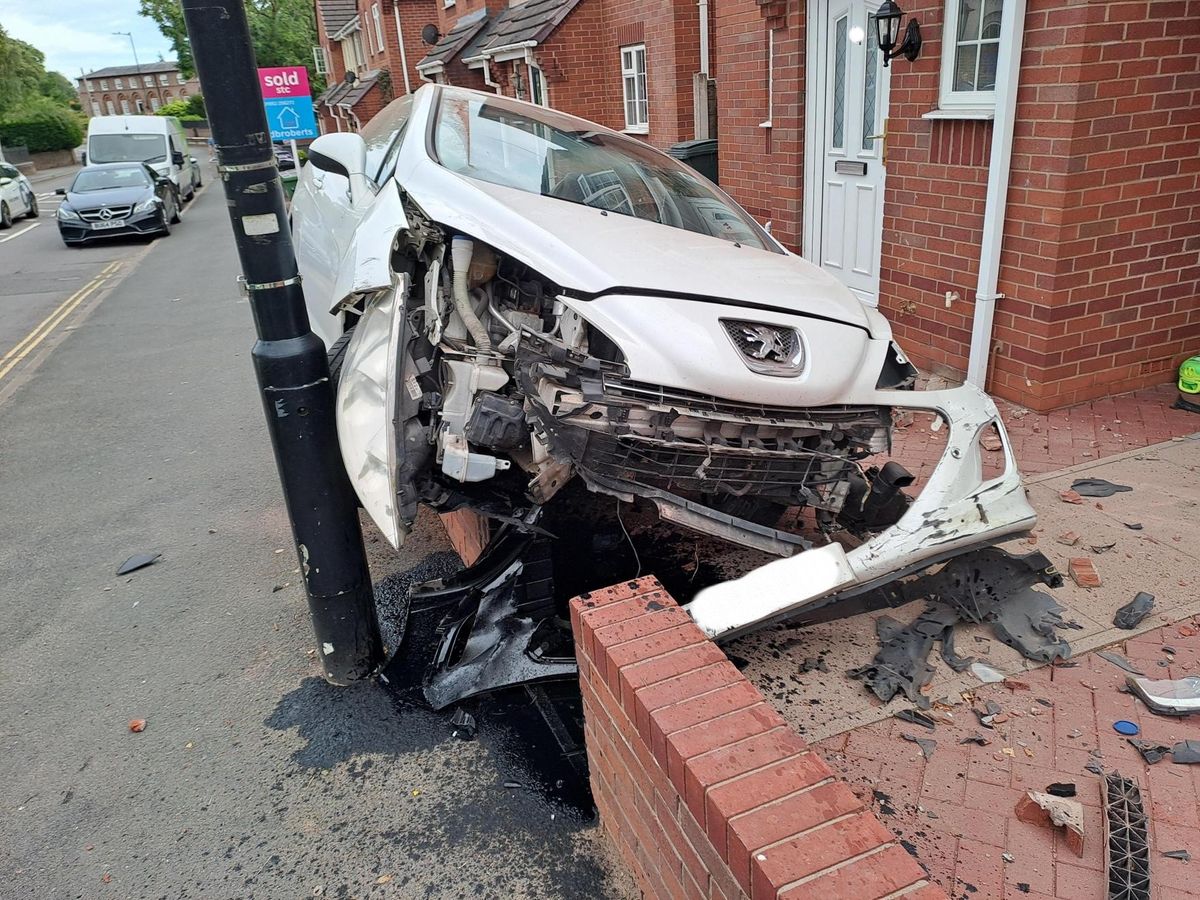 Police warning to passers-by after car mounts wall in Shifnal crash