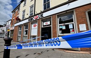 A police cordon outside the HSBC branch in Newport after the burglary early this morning