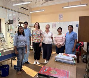Kristina and Sarah on the ward with staff at the Institute of Child Health, Kolkata