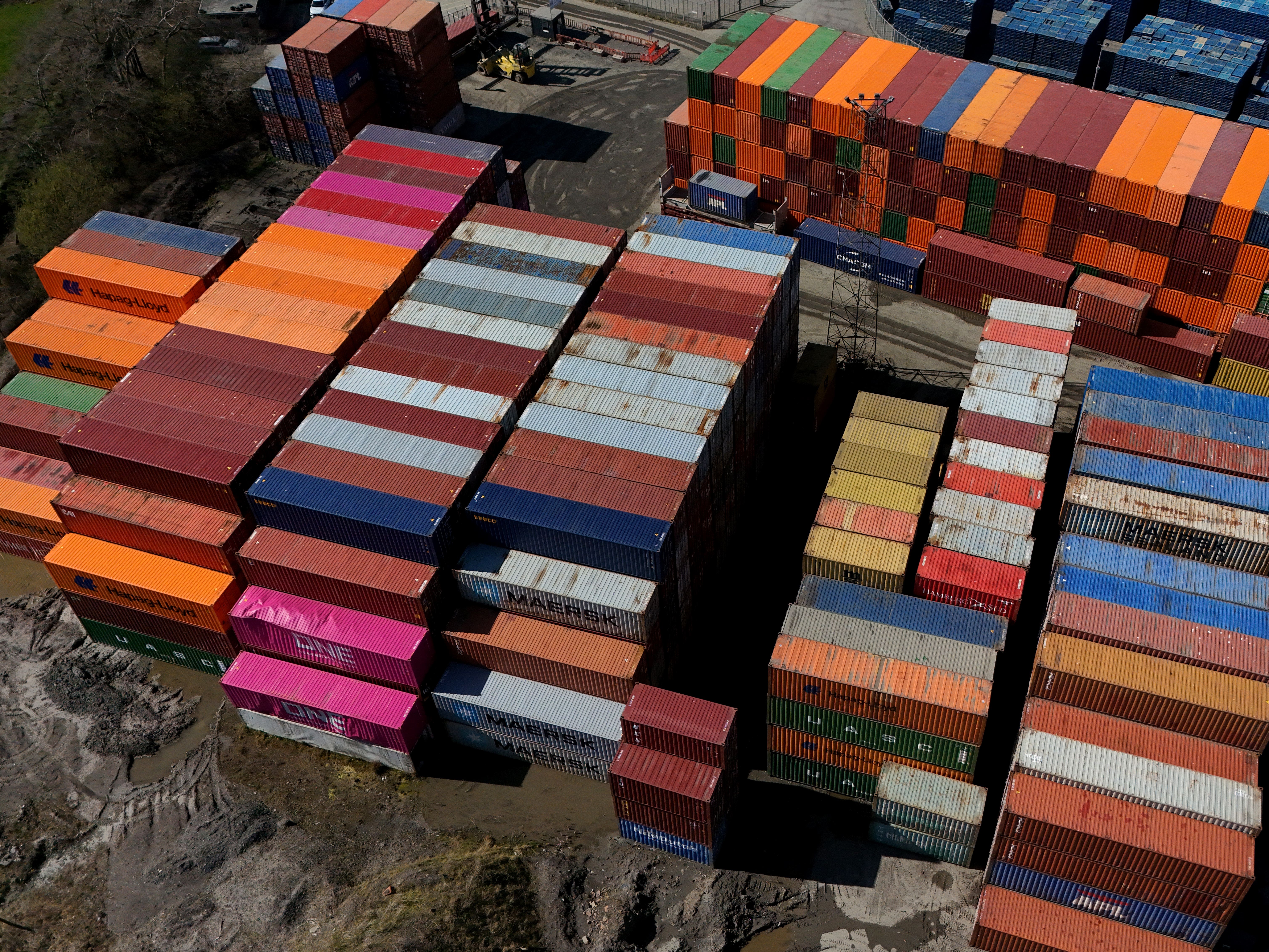 Shipping containers seen from above