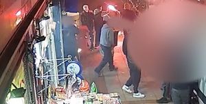 Fireworks being set off on the high street in Smethwick, West Mids. 