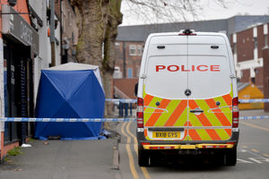 Police forensic tent near Ryemarket car park, in Talbot Street, Stourbridge