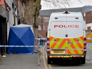 Police forensic tent near Ryemarket car park, in Talbot Street, Stourbridge