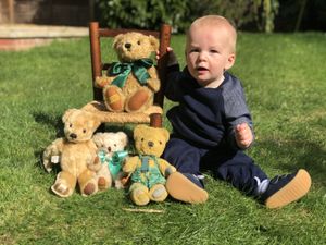 George and his family with some of their Merrythought bears 