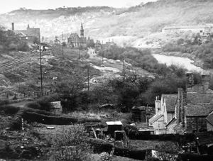This general view of Jackfield soon after the landslip appears to show piles of rubble where houses once stood. Picture: Ron Miles.
