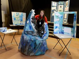 Supporting image for story: Market Drayton student sculpts shark from plastic bottles