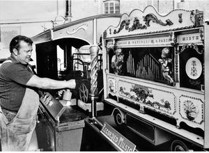 A show of transport, both ancient and modern – at that time – was on show in Wolverhampton Street, Walsall on September 18, 1974, at the depot of Reginald Tildesley Ltd. Two steam-rollers attracted most attention from passers-by. Alongside the two rollers were models of steam engines. Pictured is Mr Dave Pucci of Braemar Road, Norton Canes, with his model of a steam organ, among the steam-operated exhibits.